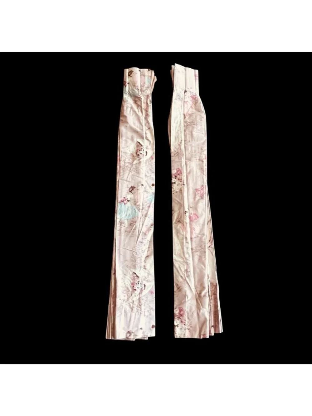 Pair Vintage Pink Ballerina Curtains Cotton Sateen With Pinch Pleats 40x40